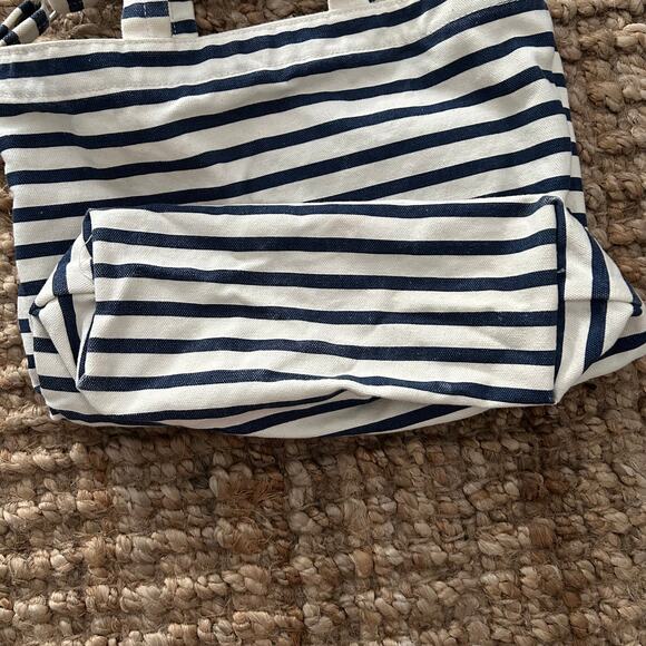 BAGGU Duck Bag – The Surf Club Striped Nautical Style Canvas Tote - Picture 5 of 8